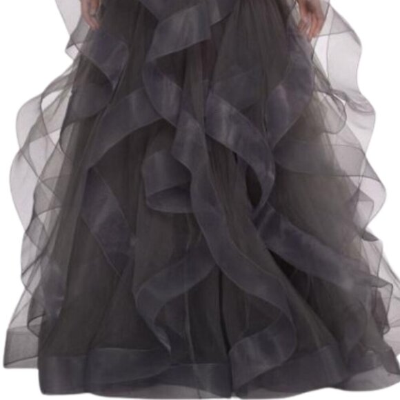 NWT La Femme 27445SC Tulle Prom Dress Charcoal Size 14 - Picture 4 of 7